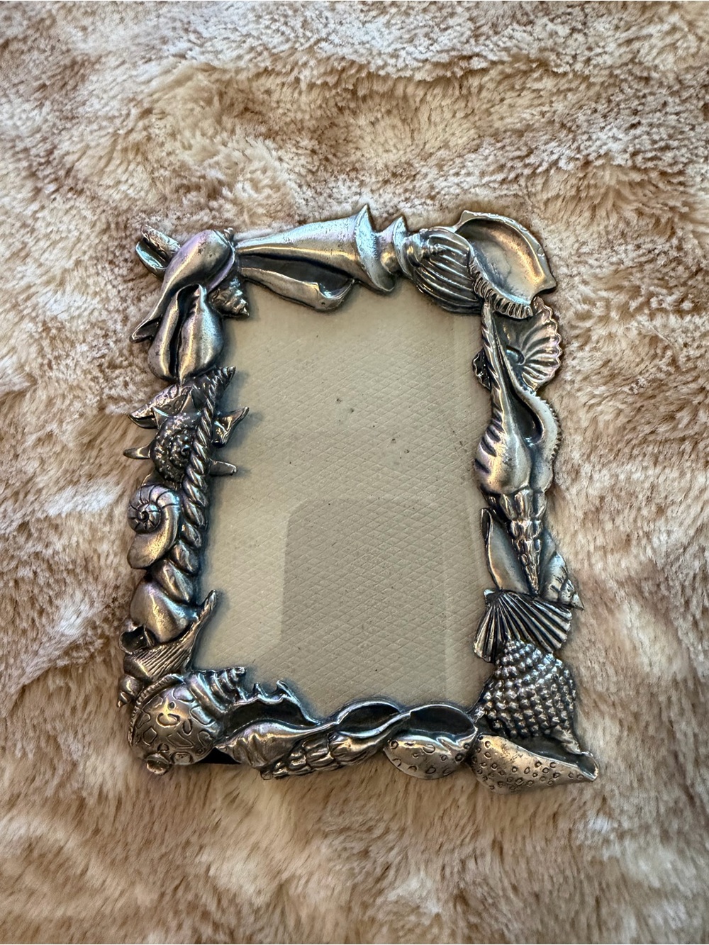 Vintage Pewter Shell Frame Beach Ocean
Vacation 3.5 in x 5 in Sea Shell